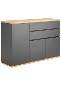 Xora Sideboard , Graphitfarben, Eiche Artisan , Holzwerkstoff , 3 F&auml;cher , 2 Schublade(n) Schubladen , 139x93x42 cm , Typenauswahl, Beim&ouml;bel erh&auml;ltlich, stehend , Kleinm&ouml;bel, Kommoden, Sideboards