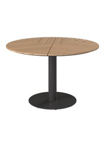 Ambia Garden Gartentisch , Naturfarben, Schwarz , Metall, Kunststoff , Holzoptik , rund , zylindrisch , 120x74x120 cm , Gartenm&ouml;bel, Gartentische, Gartentische