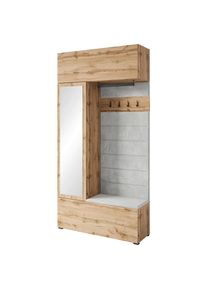 P & B Garderobe , Weiss, Weiss Hochglanz , Holzwerkstoff , 5 F&auml;cher , 115x231.9x37.5 cm , FSC , Garderobe, Garderobensets & -serien, Garderoben-Sets
