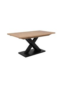 Mid.you Esstisch , Schwarz, Eiche Artisan , Holzwerkstoff , rechteckig , X-Form , 90x76x160-200 cm , ausziehbar , Esszimmer, Esstische, Esstische ausziehbar
