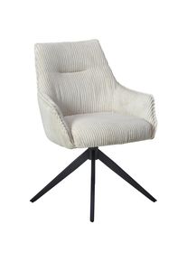Mid.you Armlehnstuhl , Beige , Metall, Textil , Drehkreuz , 61x87x65 cm , Sitzfl&auml;che 360&deg; drehbar , Esszimmer, St&uuml;hle, Polsterst&uuml;hle