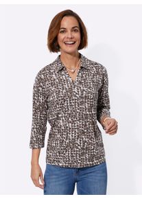 WITT Damen Poloshirt mit GOTS-Zertifizierung, taupe-ecru-bedruckt, Gr&ouml;&szlig;e 50, 100% Baumwolle