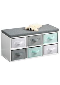 Kesper Kindersitzbank , Grau, Türkis, Weiss , Holzwerkstoff , 68x29.5x33 cm , Baby- und Kindermöbel, Babyzimmer, Kindersessel & Kindertische