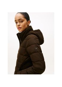 Tommy Hilfiger, Unisex, Steppmantel &raquo;MW DOWN SLIM COAT WITH FUR&laquo; mit Fellimitat, schwarz coffee, M (38), Winter-Parka von Tommy Hilfiger Womanswear