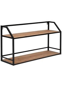 Livetastic Wandregal , Naturfarben, Schwarz , Holz, Metall , Tanne,Tanne , massiv,massiv , 2 Fächer , 70x36.5x20 cm , FSC , Wohnzimmer, Regale, Wandregale