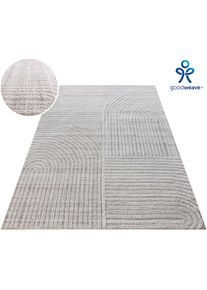 my home Wollteppich »Brevik, handgefertigt, Wolle, Hoch-Tief-Struktur« rechteckig 11 mm Höhe einfarbig, Wolle, Teppich, Wohnzimmer, Schlafzimmer, Esszimmer...