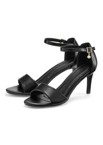 Lascana, Unisex, Lascana High-Heel-Sandalette &raquo;Sommerschuh&laquo; Sandale, Sandalette, Riemchensandalette VEGAN, schwarz, 40, Angenehme Absatzh&ouml;he von 8 cm