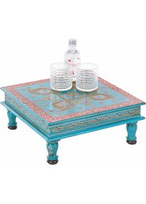 Home Affaire, Home Affaire Beistelltisch &raquo;Bajo&laquo; Mangoholz, Handbemalt, Breite 40 cm, blau, bunt, B/H/T: 40 cm x 15 cm x 40 cm