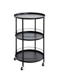 Lomoco Servierwagen , Schwarz , Metall , rund , 75 cm , Esszimmer, Barmöbel, Barwagen
