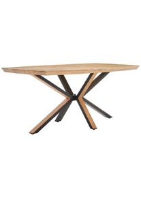Livetastic Esstisch , Schwarz, Akaziefarben , Holz, Metall , Akazie , vollmassiv , Holz , rechteckig , Sternfuss , 100x76x180 cm , Esszimmer, Esstische, Esstische