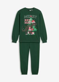 Sweatshirt und Sweathose aus reiner Baumwolle (2-tlg.Set) in grün, Grösse 152/158, 100% Baumwolle, bonprix