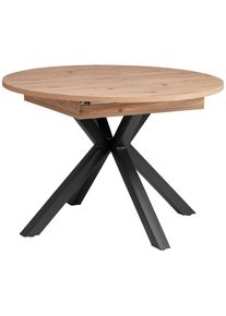 Mid.you Ausziehtisch , Schwarz, Eiche Artisan , Metall, Holzwerkstoff , rund , eckig , 110-150x76x110 cm , ausziehbar , Esszimmer, Esstische, Esstische ausziehbar