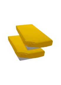 Spannbettlaken »PAPRIKA« Bettlaken, Laken, in zwei Qualitäten: Fleece & Jersey, 100% Polyester , gelb , my home , Obermaterial: 100% Polyester