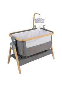 Jimmylee Beistellbett , Naturfarben, Dunkelgrau , Metall, Kunststoff, Textil , 54x69-81x102 cm , SGS-geprüft , Reissverschluss, Bezug abnehmbar, Bezug waschbar, Netzfenster, höhenverstellbar , Baby- und Kindermöbel, Babyzimmer, Babybetten, Beistellbetten