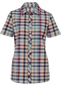 Damen Karobluse in Baumwoll-Qualit&auml;t apricot-marine-kariert