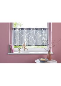 Scheibengardine »Anna« Ösen 1 Stk. tlg. Viskose & Polyester, Äste-Motiv , grau , my home , Obermaterial: 70% Viskose, 30% Polyester