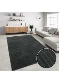 my home Wollteppich »Gabbo Design, Handgefertigt, Teppich, reine Wolle,« rechteckig 14 mm Höhe Hoch-Tief-Effekt, reine Wolle, Scandi-Look, Naturfaser,...