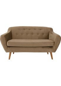 Home Affaire, Home Affaire 2-Sitzer &raquo;Renne&laquo; mit Heftung im R&uuml;cken im skandinavischem Stil, beige, Leder Belfast (echtes Rindsleder), B/H/T: 128 cm x 