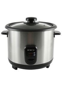 Emerio Reiskocher , Edelstahlfarben, Schwarz , Kunststoff, Metall , 26x25x26 cm , antihaftbeschichteter Innenbehälter, Warmhaltefunktion , Elektrogeräte