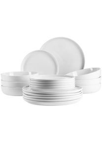 Mäser Mäser Tellerset , Weiss , Keramik , 18-teilig , rund , lebensmittelecht , Geschirr, Teller