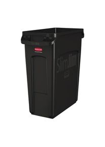 Gastro Rubbermaid Slim Jim Abfalleimer mit Entl&uuml;ftungsschlitzen schwarz 60L