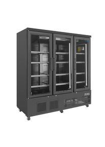 Gastro Polar G-Serie Gefrierschrank 1156 Liter mit Glastür, 3-türig, schwarz | Gefrierschrank Edelstahl | Gewerbe Tiefkühlschrank
