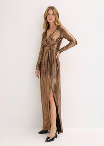 Abendkleid aus feinem Jersey mit Glanz in braun, Grösse 34, bonprix