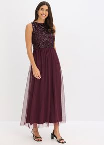 Maxikleid mit Paillettenstickerei in braun, Gr&ouml;sse 54, bonprix