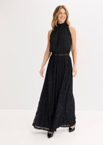 Maxikleid mit Spitzen-Rock in schwarz, Grösse 32, bonprix