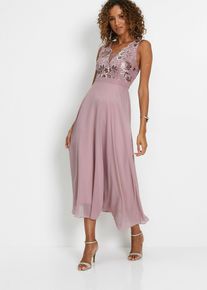 Maxikleid mit Paillettenstickerei in rosa, Grösse 46, bonprix