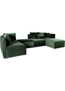 Goodproduct, GOODproduct Wohnlandschaft &raquo;N&ouml;re U-Form&laquo; 5 Teile, in vielen Bezugsqualit&auml;ten und Farben s. auch "N&ouml;re", dunkelgr&uuml;n, Struktur fein (100% 