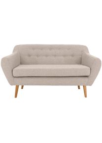 Home Affaire, Home Affaire 2-Sitzer &raquo;Renne&laquo; mit Heftung im R&uuml;cken im skandinavischem Stil, beige, Leder Belfast (echtes Rindsleder), B/H/T: 128 cm x 