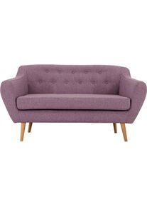 Home Affaire, Home Affaire 2-Sitzer &raquo;Renne&laquo; mit Heftung im R&uuml;cken im skandinavischem Stil, lila, Leder Belfast (echtes Rindsleder), B/H/T: 128 cm x 78