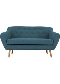 Home Affaire, Home Affaire 2-Sitzer &raquo;Renne&laquo; mit Heftung im R&uuml;cken im skandinavischem Stil, petrol, Leder Belfast (echtes Rindsleder), B/H/T: 128 cm x 