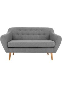 Home Affaire, Home Affaire 2-Sitzer &raquo;Renne&laquo; mit Heftung im R&uuml;cken im skandinavischem Stil, grau, Leder Belfast (echtes Rindsleder), B/H/T: 128 cm x 78