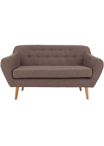 Home Affaire, Home Affaire 2-Sitzer &raquo;Renne&laquo; mit Heftung im R&uuml;cken im skandinavischem Stil, braun, Leder Belfast (echtes Rindsleder), B/H/T: 128 cm x 