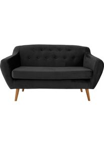 Home Affaire, Home Affaire 2-Sitzer &raquo;Renne&laquo; mit Heftung im R&uuml;cken im skandinavischem Stil, anthrazit, Leder Belfast (echtes Rindsleder), B/H/T: 128 cm