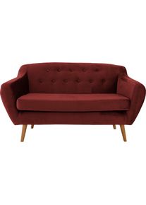 Home Affaire, Home Affaire 2-Sitzer &raquo;Renne&laquo; mit Heftung im R&uuml;cken im skandinavischem Stil, bordeaux, Leder Belfast (echtes Rindsleder), B/H/T: 128 cm 
