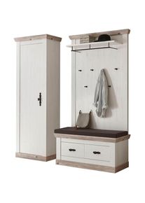Home Affaire , Garderoben-Set »Florenz, moderne Garderobe, Komplettset im Landhausstil« 3 Stk. tlg. , weiss , Das Garderobenset ist aus...