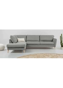 Home Affaire Ecksofa »MARSEILLE 278/202 cm, L-Form, Ottom. rechts/links, verschiedene Bezüge« Massivholzbeine Eiche, Landhausstil, Wellenunterfederung , grau ,...