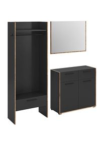 Inosign , Garderoben-Set »MUSTA, 3-teilig: Garderobenschrank, Kommode & Garderobenspiegel« , Masse B/H/T ca.: 180 x 190 x 37 cm