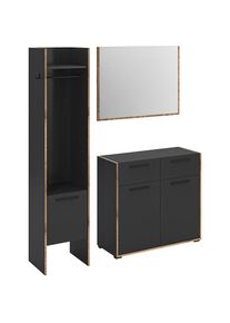 Inosign , Garderoben-Set »MUSTA, 3-teilig: Garderobenschrank, Kommode & Garderobenspiegel« , Masse B/H/T ca.: 152 x 190 x 37 cm