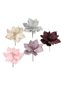 I.Ge.A., I.GE.A. Kunstblume &raquo;Poinsettia&laquo; Kunstblume, Dekoblume, 5er Set, silberfarben, creme, dunkelrot, altrosa, rosa, Obermaterial: 95% Polyester, 5