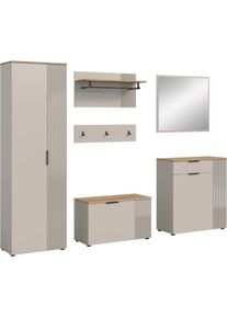 Inosign , Garderoben-Set »EDIL, Breite 250 cm, 6-teilig, Front mit hochwertiger Längstfräsung« Set, Hochschrank, Sitzbank, Paneel, Hakenleiste,...