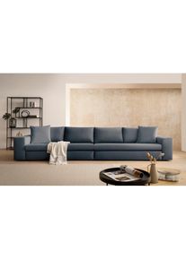 Home Affaire, Home Affaire 4-Sitzer &raquo;SLEETLAND XXL in Samtvelours oder Vintage-Leder-Optik&laquo; besonders gross und bequem, anthrazit, B/H/T: 400 cm x 72 