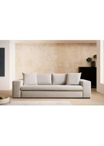 Home Affaire, Home Affaire 3-Sitzer &raquo;SLEETLAND XXL in Samtvelours oder Vintage-Leder-Optik&laquo; besonders gross und bequem, pearl, B/H/T: 270 cm x 72 cm x