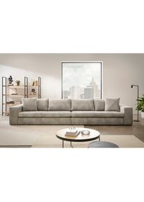 Home Affaire, Home Affaire 4-Sitzer &raquo;SLEETLAND XXL in Samtvelours oder Vintage-Leder-Optik&laquo; besonders gross und bequem, hellgrau, B/H/T: 400 cm x 72 