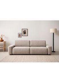Home Affaire 3-Sitzer »TORGE (257cm), Sofa,Schlafsofa in Cord, Samtvelours, Struktur fein« rundes Design, Schlaffunktion u. Bettkasten, Liegefläche: 135/200 cm...