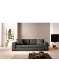 Home Affaire, Home Affaire 3-Sitzer &raquo;SLEETLAND XXL in Samtvelours oder Vintage-Leder-Optik&laquo; besonders gross und bequem, dunkelgrau, B/H/T: 270 cm x 72