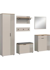 Inosign , Garderoben-Set »EDIL, Breite 250 cm, 6-teilig, Front mit hochwertiger Längstfräsung« Set, Hochschrank, Sitzbank, Kissen, Paneel,...